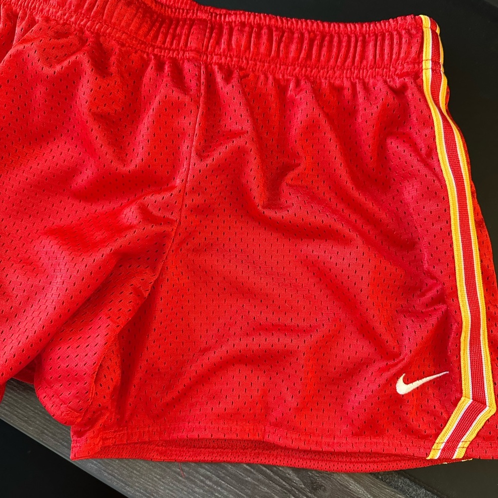 Nike Kids Red Shorts with Yellow Stripes